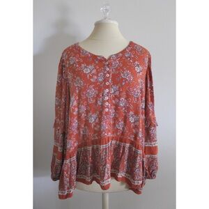 American Eagle Boho Print Feminine Flowy Fit Top Medium Preowned